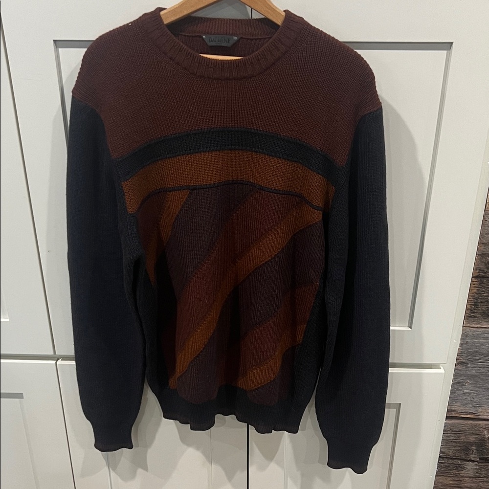 Dalmine Uomo Men's Italian Brown and Navy Sweater size M